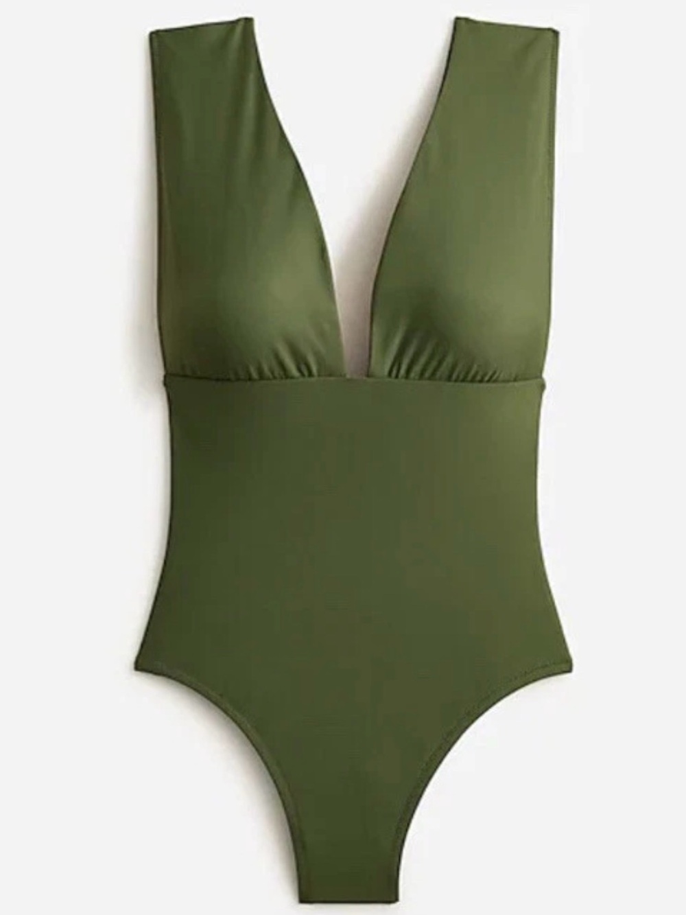J. Crew Deep V Olive One-Piece Swimsuit